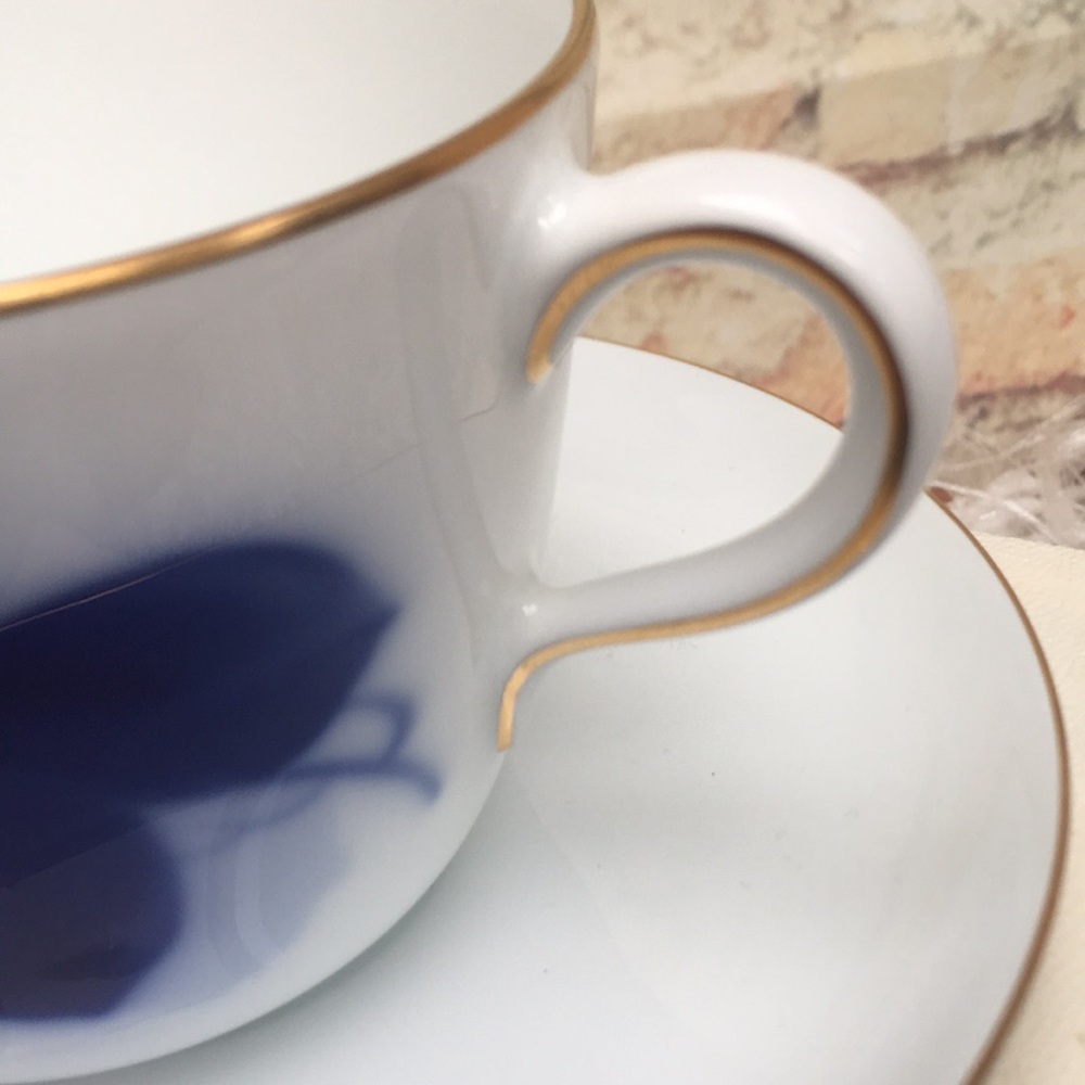 Okura China Fine Porcelain Art Blue Rose Cup Set - Picture 9 of 14